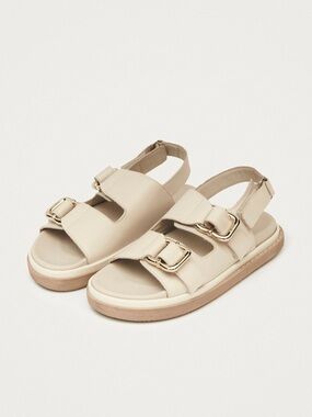 Alohas Harper Cream Leather Sandals Size 40